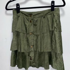 Green suede skirt